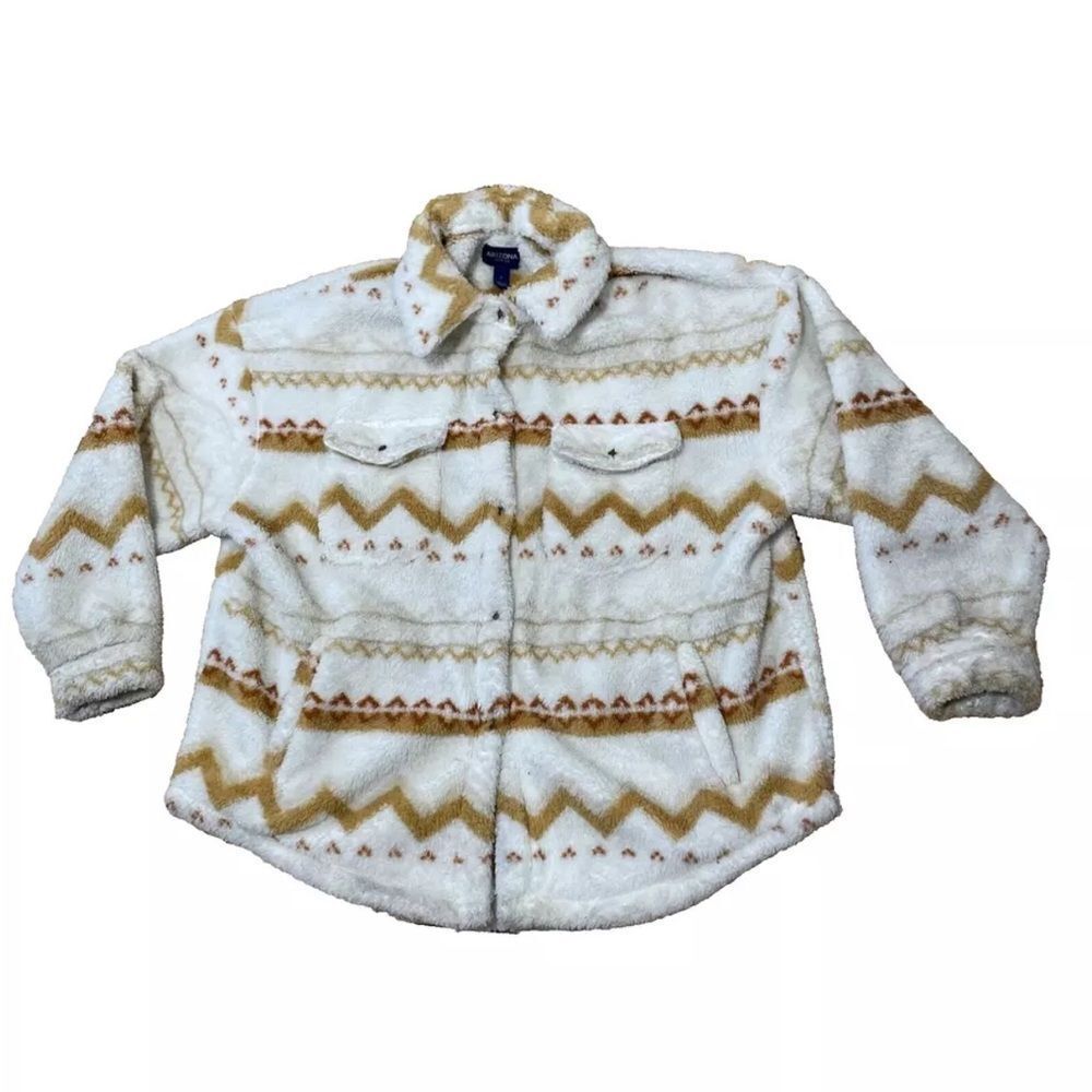 ARIZONA Jean Co Jacket Women L Deep Pile Sherpa Snap Fleece Aztec Southwestern L